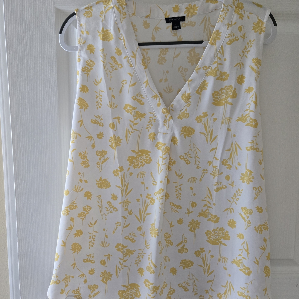 Ann Taylor Yellow Floral Blouse - White